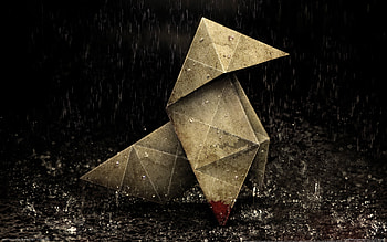 Heavy rain, origami, rain, drops, blood, water HD wallpaper