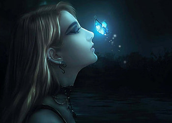 lady, abstract, butterfly, fantasy HD wallpaper