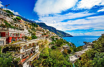 Mediterranean View from Italian Coast of Amalfi, Mediterranean Sea, Cityscapes, Coast, Nature, Italy, Oceans HD wallpaper