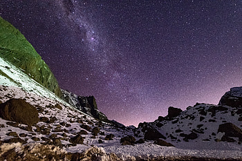 Nature, Stars, Night, Rocks, Nebula, Slope HD wallpaper