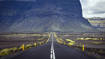 Lone Road, Mountain Bliss, Tranquil Yellow, graphic Serenity HD wallpaper