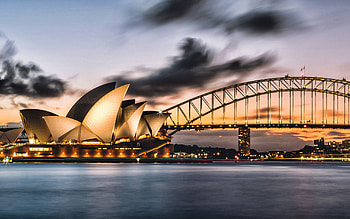 Sydney landmarks, Sunset, Cityscape, Arch bridge HD wallpaper