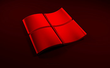 Red 3d Windows logo, black background, 3d waves red background, Windows logo, Windows emblem, 3d art, Windows HD wallpaper