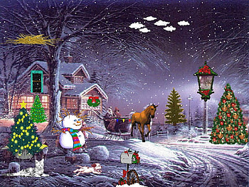 Christmas Ride, ride, scenery, painted, christmas HD wallpaper