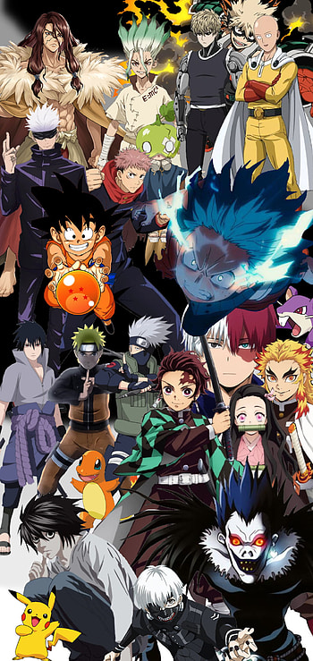 Mix de Animes, naruto, one punch man, dr stone, demon slayer, dragon ball, Death Note, Tokyo ghoul, my hero academia, anime HD phone wallpaper