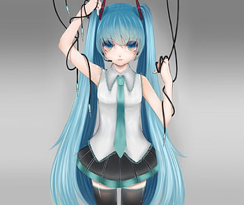 Hatsune Miku, emotional, cute, vocaloid, twin tails, long hair, miku, wire, vocaloids, hatsune, twintails, , female, plain, sexy, blue eyes, twintail, hot, blue hair, girl, sad, anime girl, simple, anime, serious, twin tail HD wallpaper