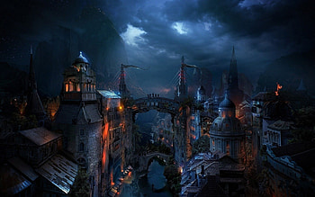 Fantasy place, digital, abstract, city, fantasy, art HD wallpaper
