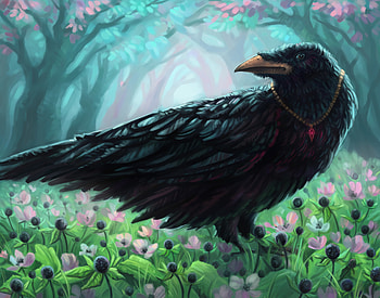 Flowers, Art, Bird, Crow, Pendant, Coulomb HD wallpaper