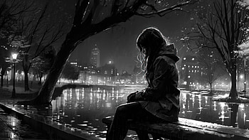 The Stillness Within, alone, dark, monochrome, black-and-white, artist, artwork, digital-art, deviantart HD wallpaper
