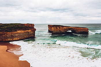 Arch, cliff, coast, sea waves, sea HD wallpaper