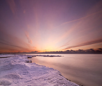 Beach at Dawn, sand, beaches, nature, sunrise, ocean HD wallpaper