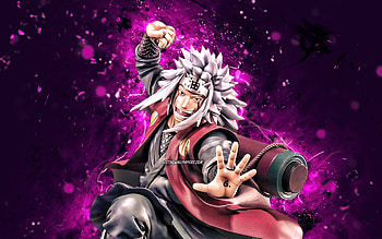 Jiraiya, , violet neon lights, Naruto characters, protagonists, Naruto, manga, Jiraiya Naruto HD wallpaper
