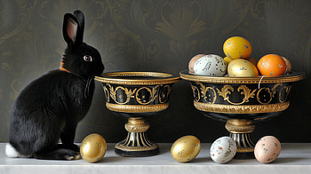 Easter Bunny with Colorful Eggs, bunny, Easter, easter egg, easter bunny, rabbit HD wallpaper