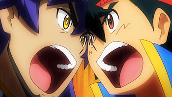 Ash and Leon Pokemon Showdown - Ultimate Journeys, Leon (Pokémon), Ash Ketchum, Anime, Pokémon Ultimate Journeys: The Series HD wallpaper