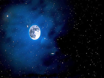 Night of blue, night, moon, clouds, space, sky, stars HD wallpaper