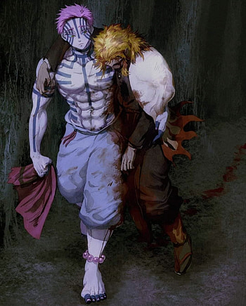 Demon slayer, rengoku, akaza, sad HD phone wallpaper