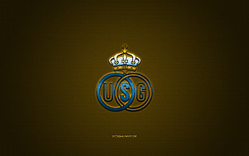Royale Union Saint-Gilloise, Belgium football club, Jupiler Pro League, blue logo, yellow carbon fiber background, Belgian First Division A, football, Brussels, Belgium, Royale Union Saint-Gilloise logo HD wallpaper