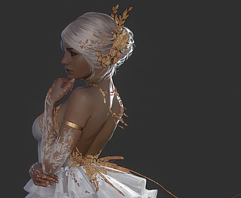 Fantasy girl, golden, girl, art, olga petuhova, fantasy HD wallpaper