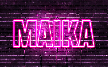 Happy Birtay Maika, , pink neon lights, Maika name, creative, Maika Happy Birtay, Maika Birtay, popular japanese female names, with Maika name, Maika HD wallpaper