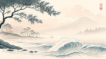 Chillwave Serenity: Coastal Harmony, chillwave, landscape, ocean, wave, mountain, Ocean Waves HD wallpaper