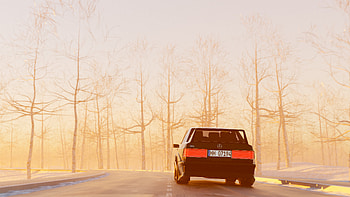 Snowy Morning Drive, artist, artwork, digital-art HD wallpaper