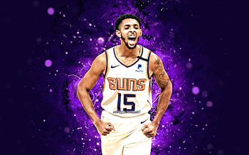 Cameron Payne, , Phoenix Suns, NBA, basketball, violet neon lights, Cameron Payne Phoenix Suns, Cameron Payne HD wallpaper