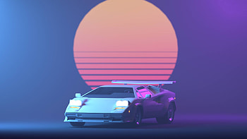 Kung Fury, Outrun aesthetic, 3840 x 2160 , Iconic Lamborghini Countach HD wallpaper