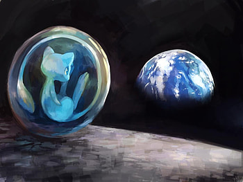 Mew, space, anime, pokemon HD wallpaper