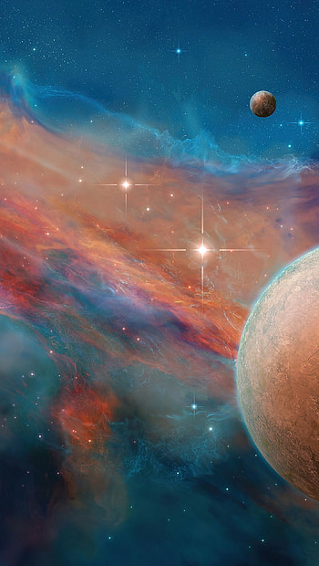 Planets in space, Nebulas, Ultra HD phone wallpaper