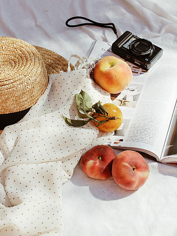 Fruits, Peaches, Miscellanea, Miscellaneous, Cloth, Camera, Magazine, Journal HD phone wallpaper