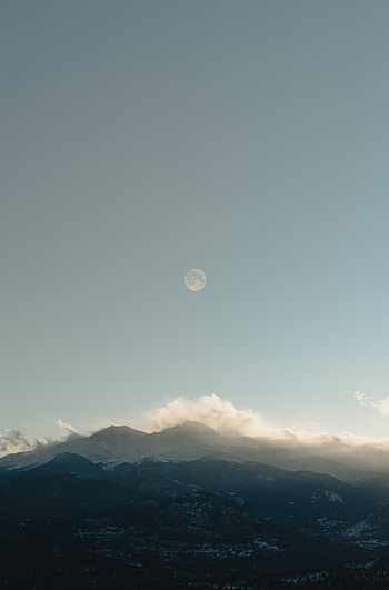 Landscape, Nature, Mountains, Clouds, Moon HD phone wallpaper