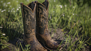 Rustic Cowboy Boots, cowboy boots, grass HD wallpaper