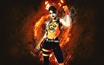 Fortnite The Champion Skin, Fortnite, main characters, orange stone background, The Champion, Fortnite skins, The Champion Skin, The Champion Fortnite, Fortnite characters HD wallpaper