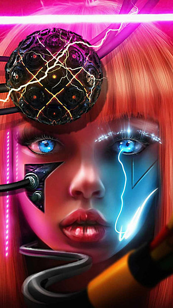 Scifi Eyes, red, pink, blue, neon, pinky, girl HD phone wallpaper