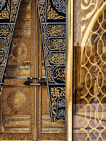 khana kaba, gold, door HD phone wallpaper