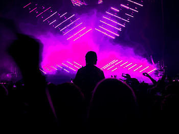 Neon, Dark, Silhouette, Crowd, Show HD wallpaper