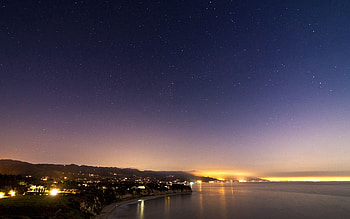 Cities, Night, Usa, Building, Shine, Light, Ocean, United States, California HD wallpaper