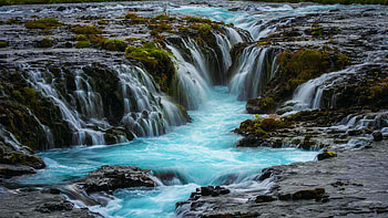 One of the most magical waterfalls in Iceland - Bruarfoss, landscape, river, cliffs, rocks HD wallpaper