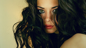 sexy green eyes, closeup, model, graphy, pretty, brunette, female HD wallpaper