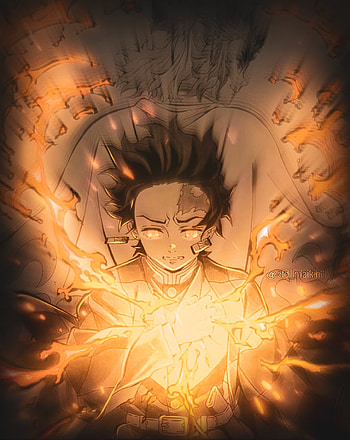 Tanjiro kamado art, Drawing, demonslayer, kimetsu, demon, draw, glow, anime HD phone wallpaper