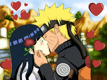 Naruhina, kiss, narut, love, hinata HD wallpaper