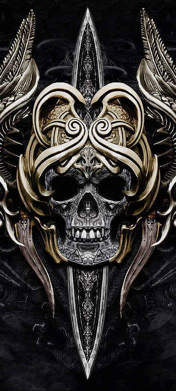 Gold Knight Skull, symbol, art, Luxury, business, Premium HD phone wallpaper
