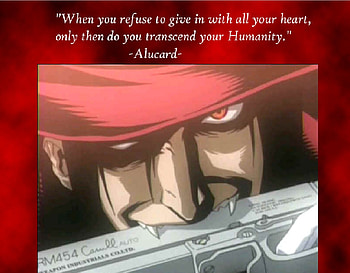alucard fav qoute XD, scary, his fav gun, cooool, awsom, hat HD wallpaper
