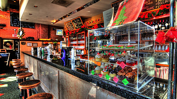old style soda shoppe r, counter, cakes, store, r, seats, fountains HD wallpaper