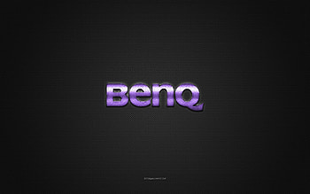 Benq logo, purple shiny logo, Benq metal emblem, purple carbon fiber texture, Benq, brands, creative art, Benq emblem HD wallpaper