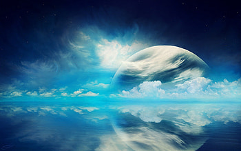 Blue Serenity, great, awesome, sunlight, , , stars, outstanding, wonderful, nice, planet, abstract, fantastic, amazing, adorable, marvellous, water, ocean, stunning, sea, beautiful, super, star, pretty, light, clouds, space, skyphoenixx1 HD wallpaper