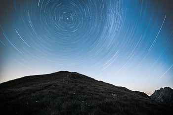 Nature, Mountains, Stars, Movement, Traffic, Starry Sky, Long Exposure, Hill HD wallpaper