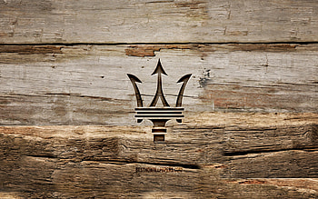 Maserati wooden logo, , wooden backgrounds, cars brands, Maserati logo, creative, wood carving, Maserati HD wallpaper