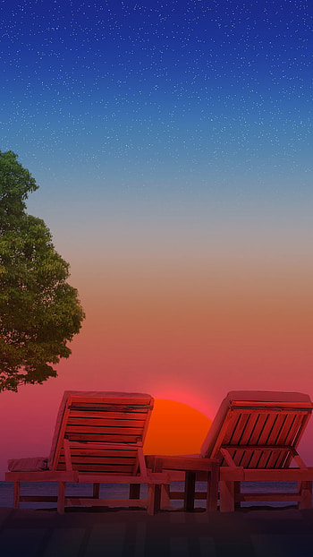 Sunset, atmosphere, sky, Pôr do sol, gradient, praia, stars, sun, céu, estrelas, sol, gradiente, beach HD phone wallpaper