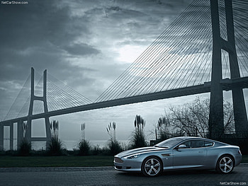 Aston Martin, bridge, sky, water HD wallpaper
